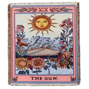 The Sun Tarot Card Blanket | Woven | All-Seeing-Eye Rug / Wall Tapestry